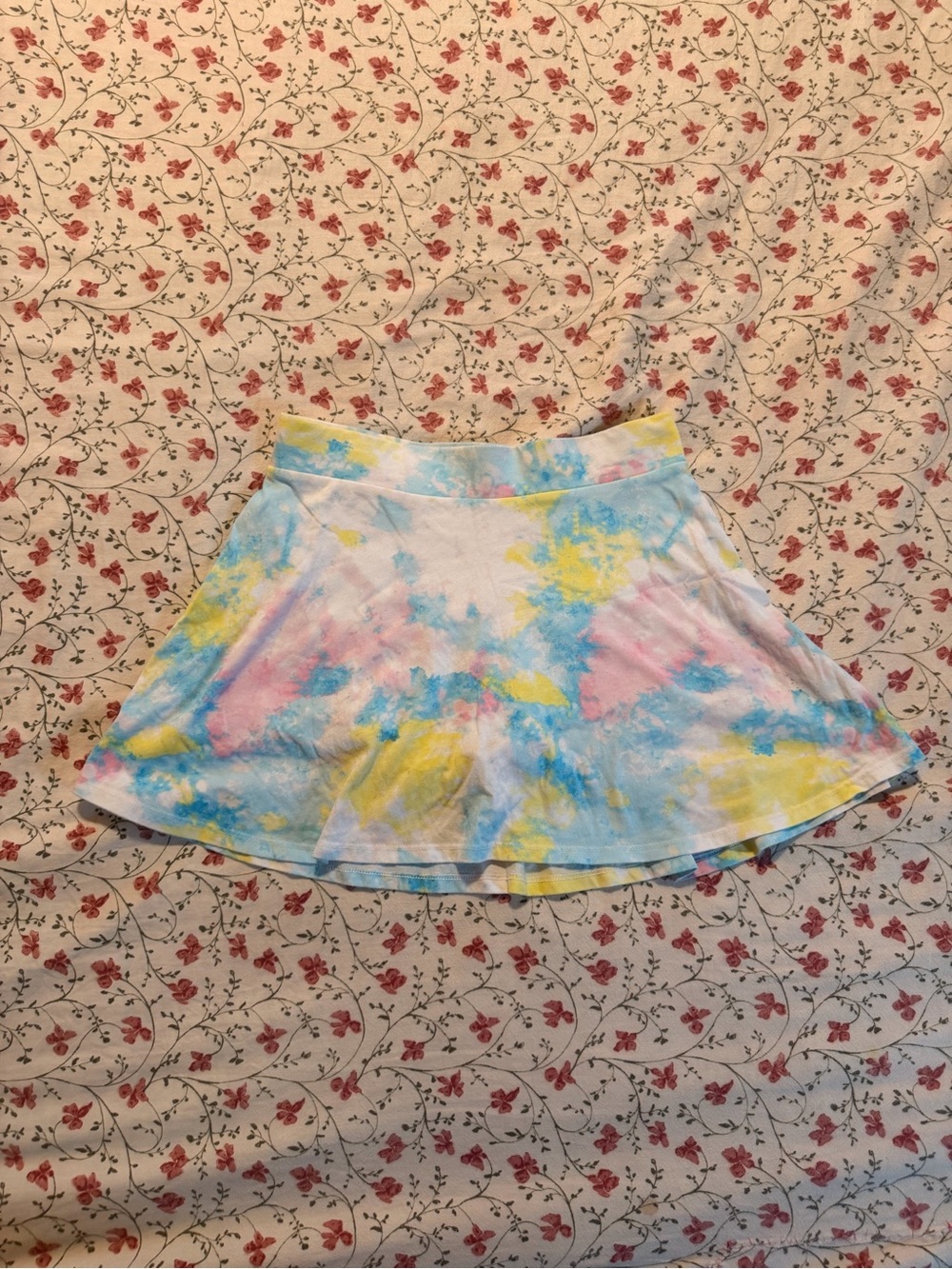 Kids Tie-Dye Skater Skirt in Pastel Pink, Blue & Yellow